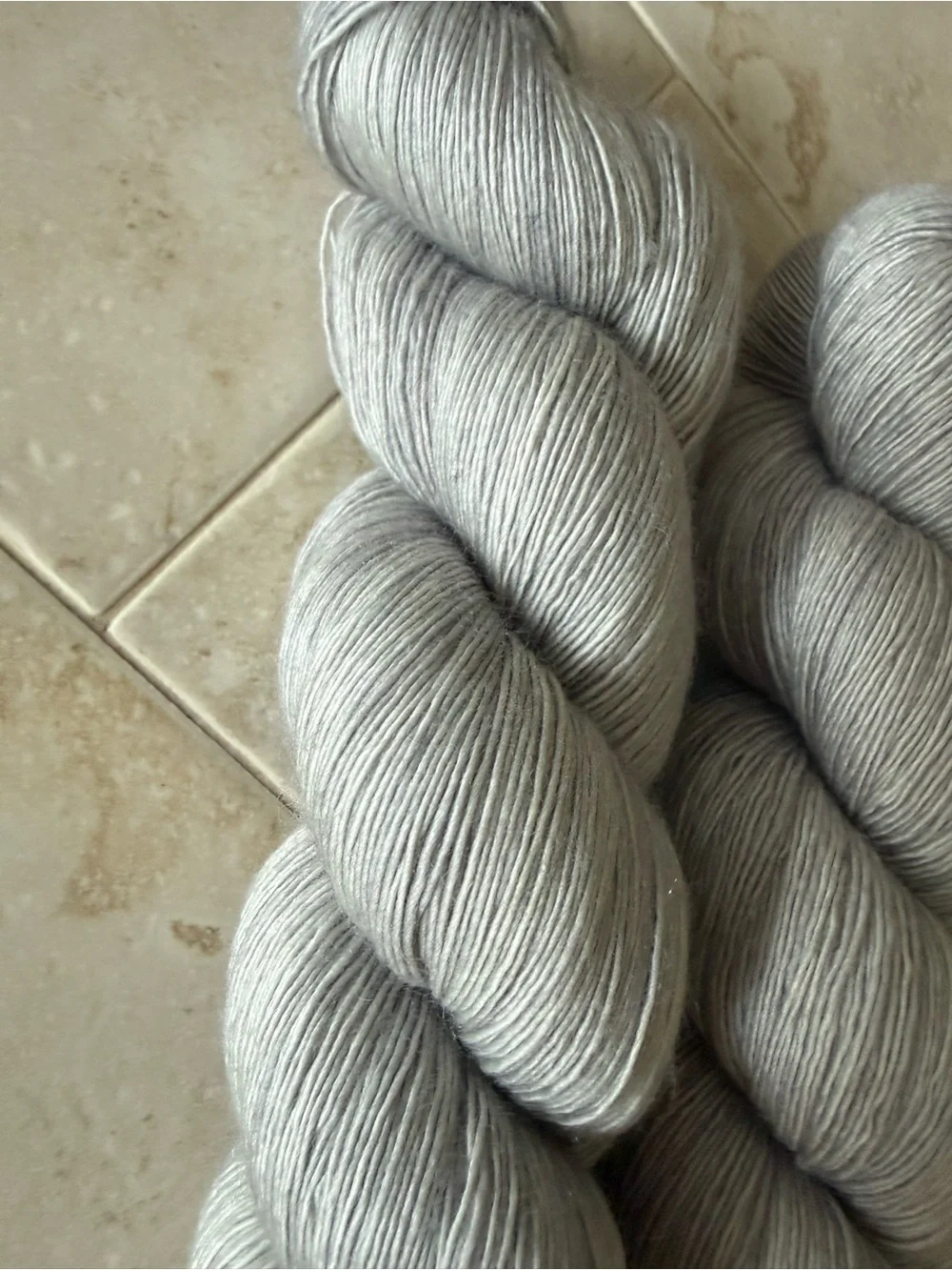 Mad Tosh Hand-Dyed Yarn Skeins in Soft Gray - Astrid Grey